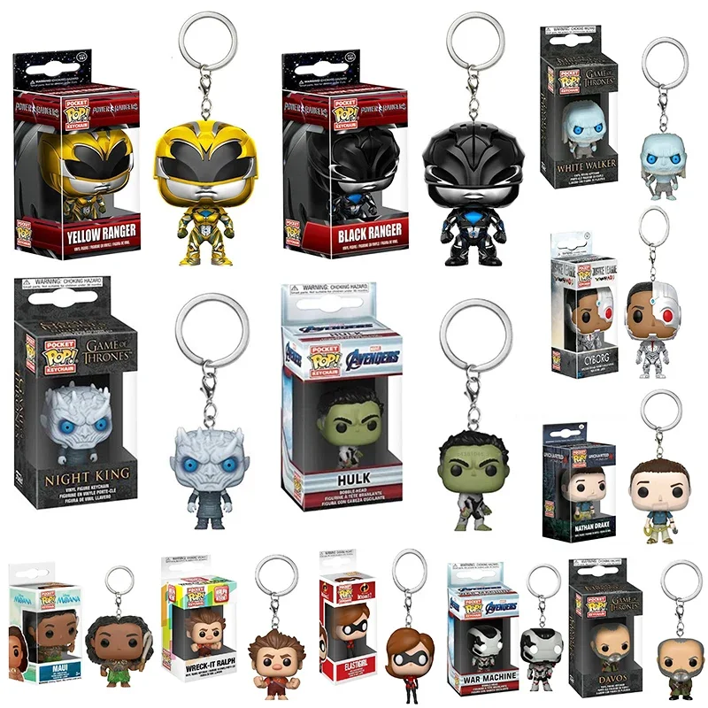 FUNKO POP Keychain Game of Throne HULK Night King YELLOW RANGER BoB BOSS DAVOS Character Model Action Figure Toys for Child Gift