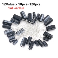 120pcs 12 value kit 1uF-470uF Electrolytic Capacitor Package for arduino 1UF 2.2UF 3.3UF 4.7UF 10UF 