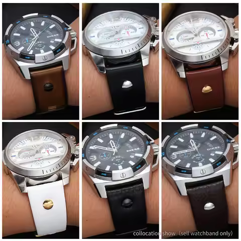 For Diesel DZ7257 DZ4323 DZ7348 DZ7313 DZ7312 DZ4318 genuine leather watch strap men large dial Retr