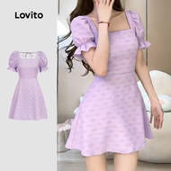 Lovito Casual Dress Resort Style Leisure Spring/summer Purple Dress for Women L183AD052 Lovito Corak