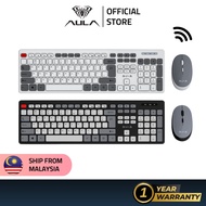 AULA AC308 Wireless Keyboard Mouse Set/ 2.4G Silent Full Size 108 Key Retro Computer Keyboard and Mo