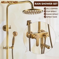 HLK All Copper Rain Shower Set European Retro Bathroom Shower Full Set with Shower Head HLK092