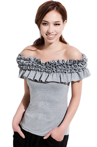 Trendy Ruffled Top (Grey)