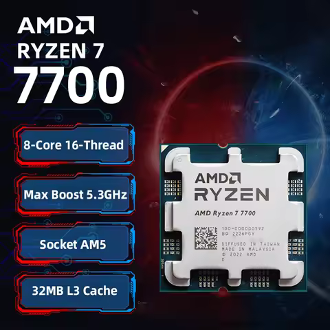 AMD Ryzen 7 7700 AMD R7 7700 CPU 8-Core 16-Thread 5.3GHz 40MB Game Cache Unlocked Desktop Processor 