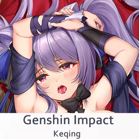 Game Genshin Impact Keqing Dakimakura Fullbody Pillow Case Double Side Printed DIY Pillow Cover Deco