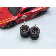 Z143 Tayar Getar Rubber wheels 1/64 Hot wheels Fifteen52 Black 10mm Axle
