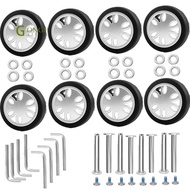 8pcs Luggage Wheels Replacement Kit,Dia 2in/50mm Thick 0.47in/12mm Resistant Rubber Mute Caster Repl