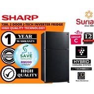 (Free Delivery Kedah,Penang &amp; Perlis) Sharp 720L 2 Door J-Tech Inverter Pelican Refrigerator 2 Pintu Peti Ais SJP882MFGK