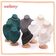 WELLEMY Jewelry Storage Rack, Show Suede Necklace Display Rack,   Wooden Display Model Necklace