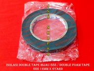 ISOLASI DOUBLE TAPE HIJAU BUSA 12MM x 6YARD 888 TAPE / DOUBLE TAPE FOAM HIJAU 12MM x 6YARD 888 TAPE 