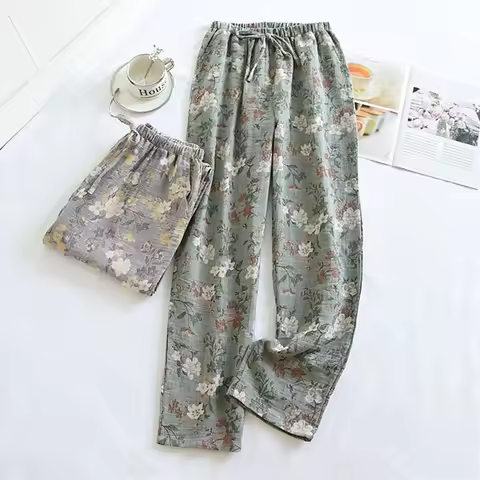 100% Cotton Sleepwear For Sleeping Pant Women Autumn Winter Pajamas Pants Loose Comfortable Homewear