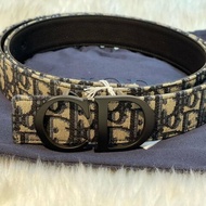 🔥 雙11全面開搶・全館折扣限時開啟！【DIOR 迪奧】經典CD LOGO Oblique緹花帆布牛皮皮帶 黑釦(下單前須先私訊)