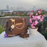 ALFAZA Tas Pesta Wanita Tenteng Emas Behel dua Ruang tas gaya model modis buat kondangan tas kotak m