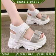 BRANZ STORE - WOMEN'S WEDGES SANDALS WITH 7 CM HIGH HEELS, LARGE SEQUIN MODEL, CLIP WOMEN'S FASHION 