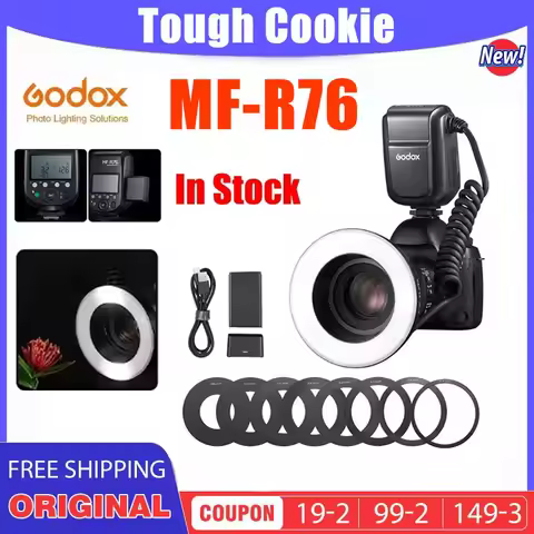 Godox MF-R76 RING76 5000K Macro LED Ring Light Speedlite Flash Light for Sony Canon Nikon Camera 5D 