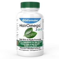 DrFormulas HairOmega 3-in-1 Hair Growth Vitamins with DHT Blocker, Biotin for Women & Men | Hair Ski