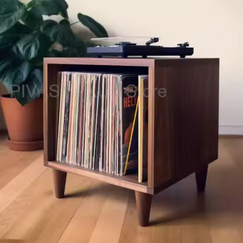 16mm Thick Vinyl Record Player Stand Solid Wood Audio Rack 26.4/33cm Height Speaker Storage Shelf Hi