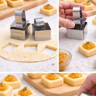 Cake mold Taiwanese squarenastar 3x3 T.2cm 25gr 1 set squareRing + press 3x3 stainless steelRing