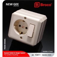 Broco OB Single Switch + Grounded Socket Segi 15411 11 Outbow Cream Switch Socket (G)