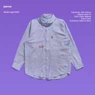 KEMEJA Berths Hasten Ligne Shirt – Striped Shirt Casual Whitebiru for Men and Women