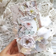 Lace wedding junk journal handmade Elegant roses dairy Large bridal notebook