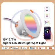 Smart Downlight ZigBee Tuya/Neutral 15/12/10/9W LED RGB+CW App/Voice Control Fit Philips Hue Echo Plus Smar TThings Alexa Google Home