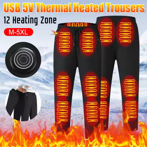 Unisex 12 Zone Heating Pants 3 Temperature Mode USB 5V Thermal Pants Electric Heated Trousers For Ou