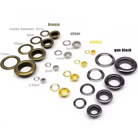 100 sets 2.5mm 3mm 4mm 5mm 6mm 8mm 10mm 12mm Leather Bag Shoes Belt Cap Clothes Eyelet With Washer G