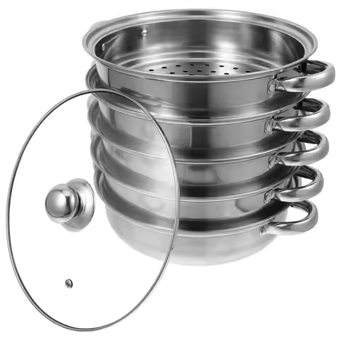 Nice Accessories Stainless Steel Steam Hot Pot Soup Steaming Cookware Steamer Soup Dumpling Food Veg