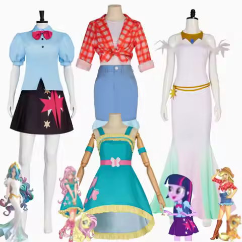 My Little Pony Cosplay Twilight Sparkle Applejack Fluttershy Celestia Dress Ladies Anime Halloween C