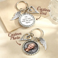 1pc Custom Photo Keychain With Text, Personalized Memorial Photo Keychain, Custom Photo And Text Key