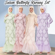 Sulam Pleated  Elegant Style Jubah Baju Kurung baju raya Cantik Kebaya Muslimah raya plus size Hollo