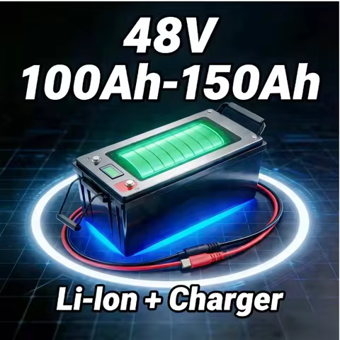 48V 100Ah-150Ah Li-ion Lithium Battery | 5kWh-7kWh Capacity | 1 Charger Included | Direct Replacemen