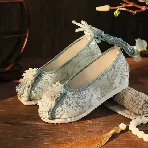 Women's Large Size Hanfu Shoes 34-43# Female Chinese Vintage Low Pointed Beijing Cloth Shoes Embroid