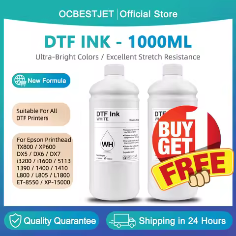 (Buy 1 Free 1) 1000ML DTF Ink PET Film Transfer Ink For Epson L800 L1800 XP-15000 XP600 TX800 P600 P