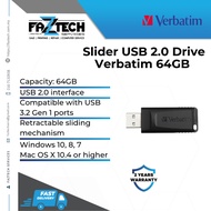 VERBATIM NEW SLIDER - 64GB (USB 2.0) Flash Drive/ Pendrive / Thumbdrive