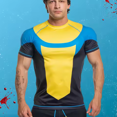 Summer New Skybound Invincible Compression Short Sleeve Men Fitness Exercise Tee Oversized Breathabl