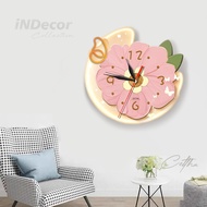AESTHETIC Carved Wall Clock with LILIA Flowers Flower Wall Decoration/ Living Room Decoration/ LL.01