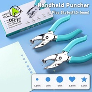 QIUJU Hole Puncher, DIY Craft Single Hole Punching|Portable Round/Star/Heart Shape Loose-leaf Bindin