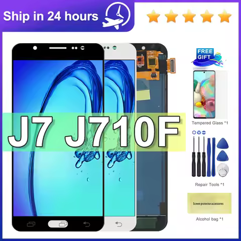 5.5'' For AMOLED J7 LCD Display For Samsung J7 2016 J710 J710H J710FN J710F J710M /DS Display Touch 