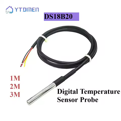 1PCS Waterproof DS18B20 Temperature Probe Stainless Steel Temperature Sensor 1m 2m 3m 18B20 Wire for