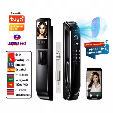5050 5072 5572 4585 6085 Mortise Tuya WiFi Video Intercom 3D Face Recognition Smart Lock Biometric C