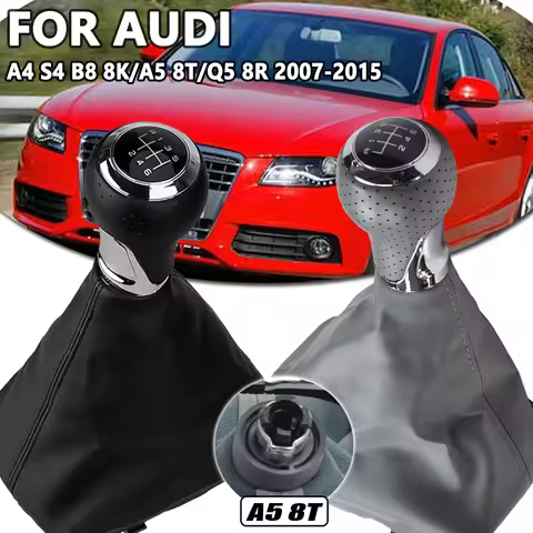 6 Speed Car Manual Gear Shift Knob Lever HandBall Leather Gaiter Boot Cover For Audi A4 S4 B8 8K/A5 