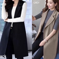 Jacket Vest Blazer Blazer Long Long Women Girls Girls Sleeveless Korean Contemporary A11