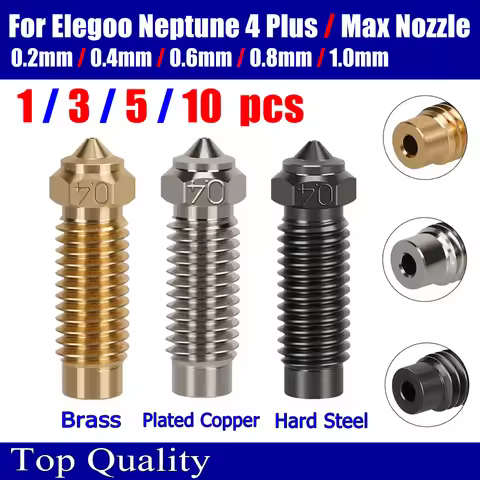 For Elegoo Neptune 4 Plus Nozzle Elegoo Neptune 4 Max Nozzles Brass Copper Plated Hardened Steel Noz