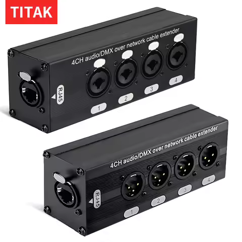 RJ45 CAT5 to 4 Channel 3Pin XLR Audio/DMX over Network Cable Extender,DMX512 Network Signal Extender