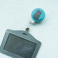 Lovely【日本布】領結黑貓咪伸縮扣環 +卡套、悠遊卡、證件套E