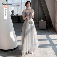 ALANERO Gray Luxury Bling Bling Sequins Glitter Bridesmaid Long Prom Evening Dress 2023 New Formal E