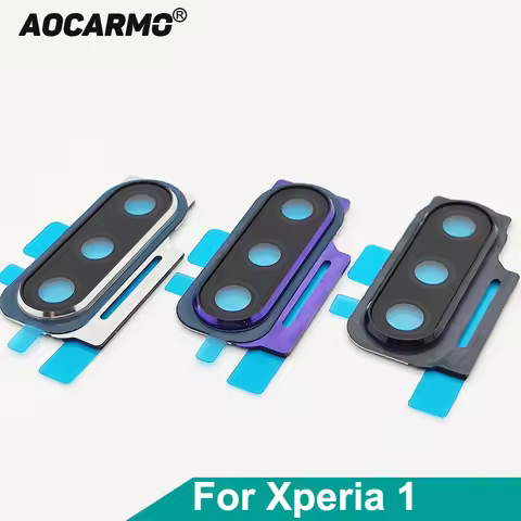 Aocarmo Black/Purple/White/Grey Rear Back Camera Lens Len Glass With Metal Frame Ring For Sony Xperi