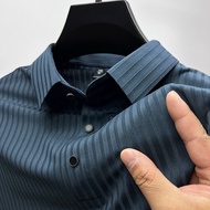 Pocket polo Shirt/Men's polo Shirt/polo Shirt t-Shirt/Pure Cotton polo Shirt/Men's Short-Sleeved polo Shirt/High-End Drawing Ice Silk Short-Sleeved t-Shirt Men Lapel Summer Solid Color Slippery Material Fashion polo Shirt Half-Sleeved Men's Clothes